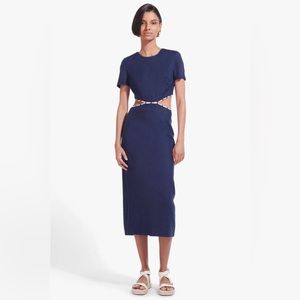 Matteo Cut-Out Linen Midi Dress